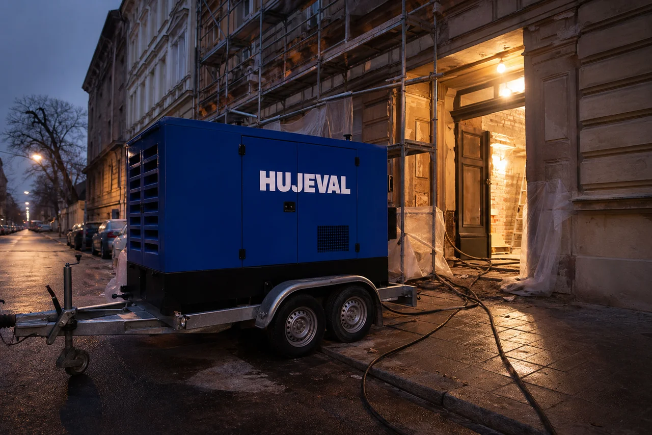 Mobilní elektrocentrála Hujeval v praxi — detail